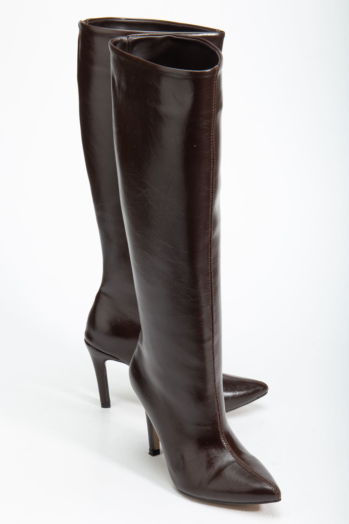 Syt-2004 Kahve Kırışık Rugan Günlük Bayan Çi̇zme