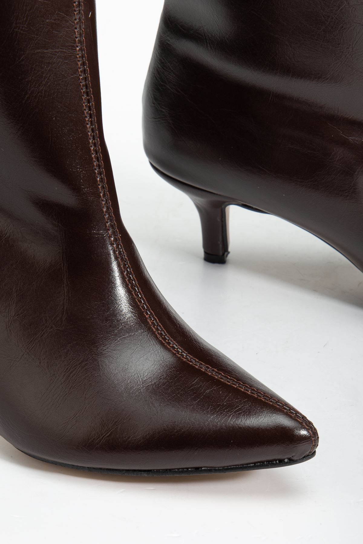 Syt-2025 Kahve Kırışık Rugan Günlük Kadın Çi̇zme