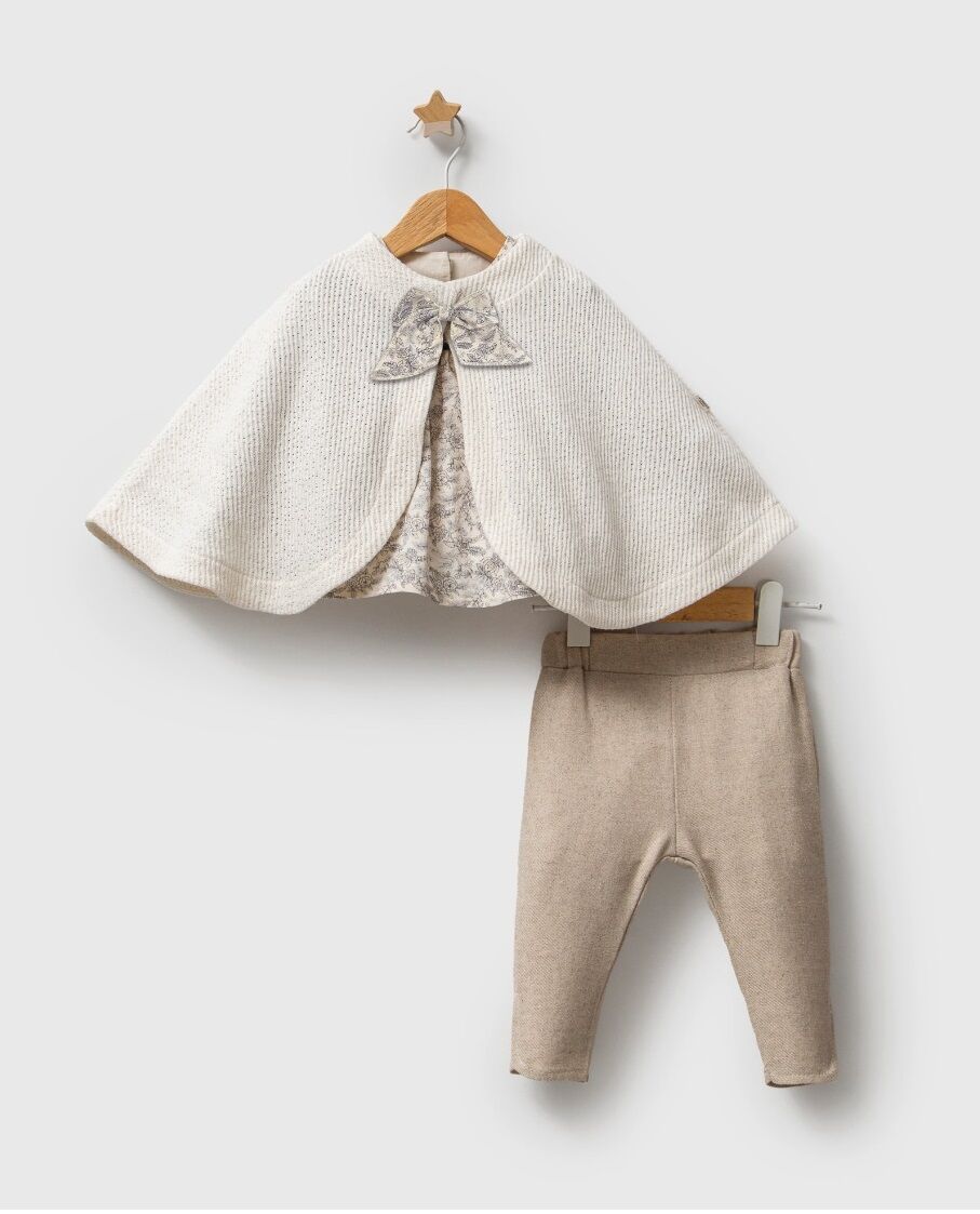 Tongs Baby Tri̇kolu Çi̇çek Pançolu 3 Lü Takım 8024 Ekru