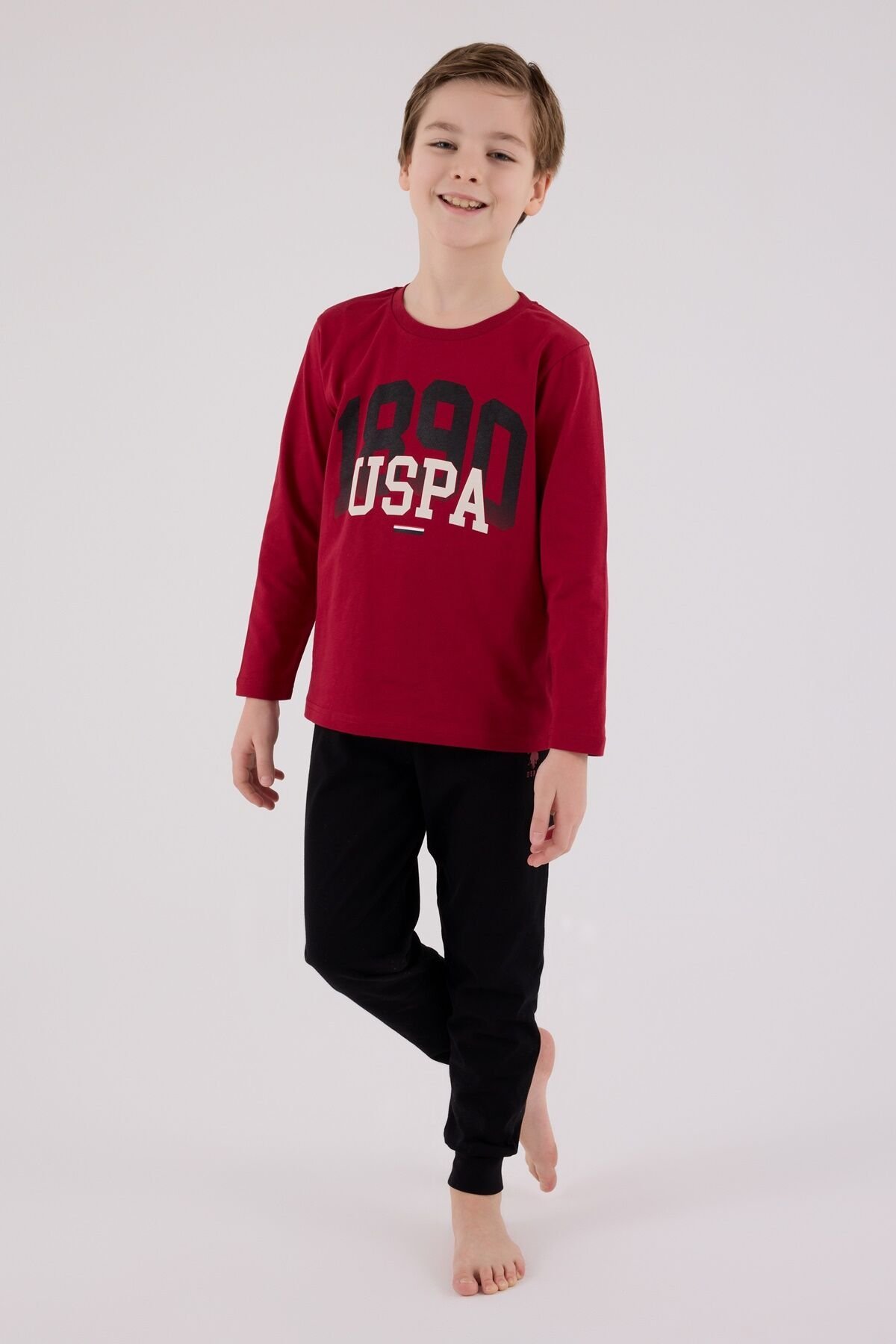 U.s. Polo Assn Uzun Kol Pi̇jama Takım Us2203-4 Bordo