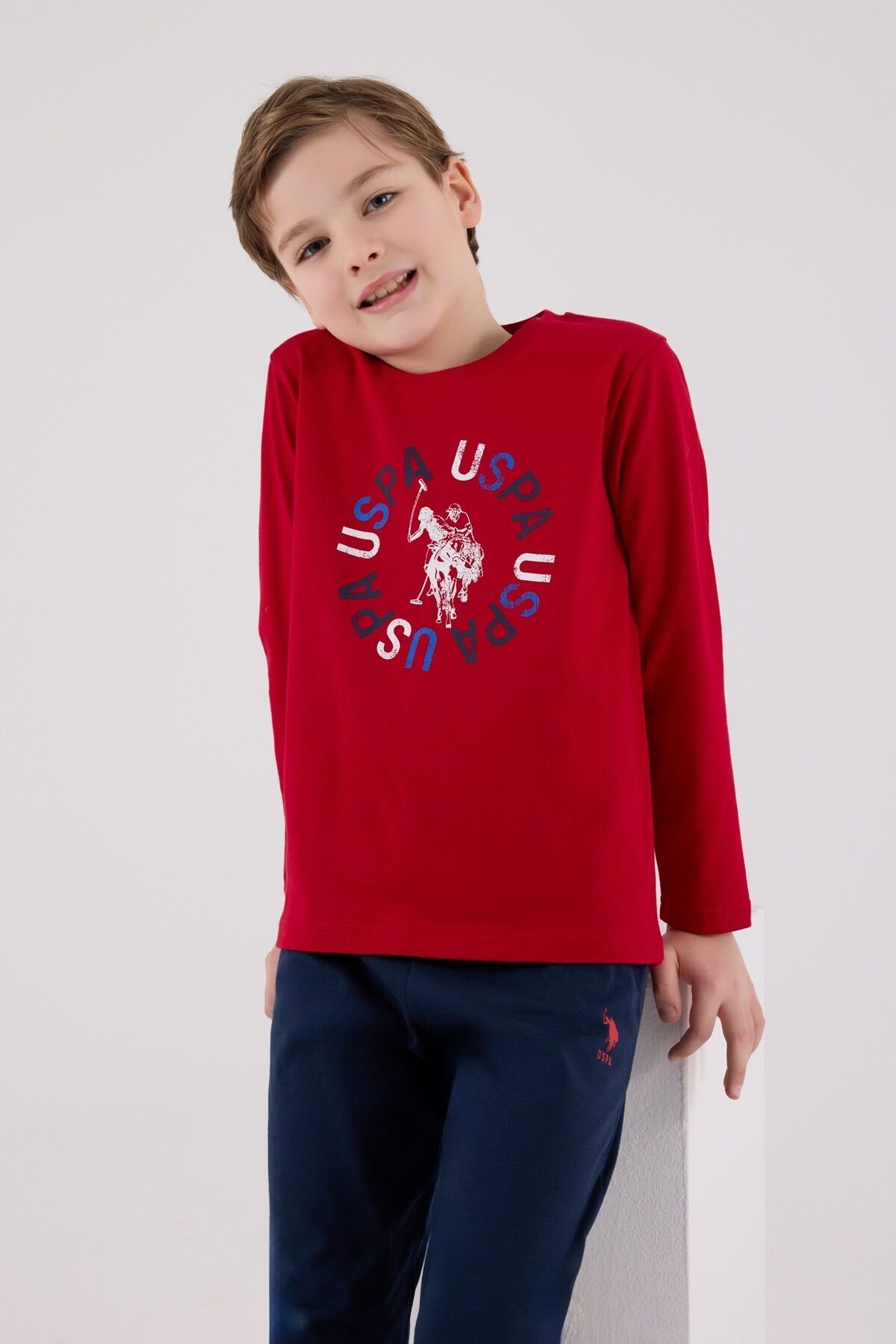 U.s. Polo Assn Uzun Kol Pi̇jama Takım Us2214-4 Kırmızı
