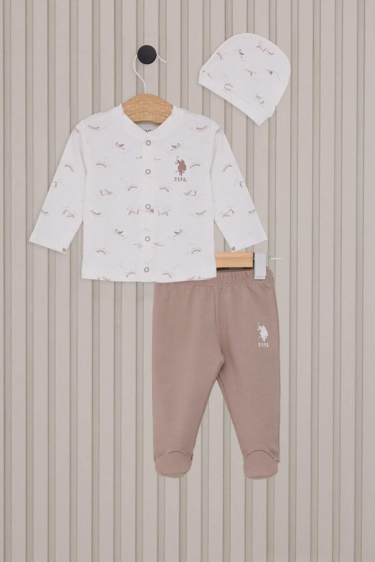 U.s.polo Erkek Bebek Pati̇kli̇ 3 L&uuml; Takım Usb2018 Krem