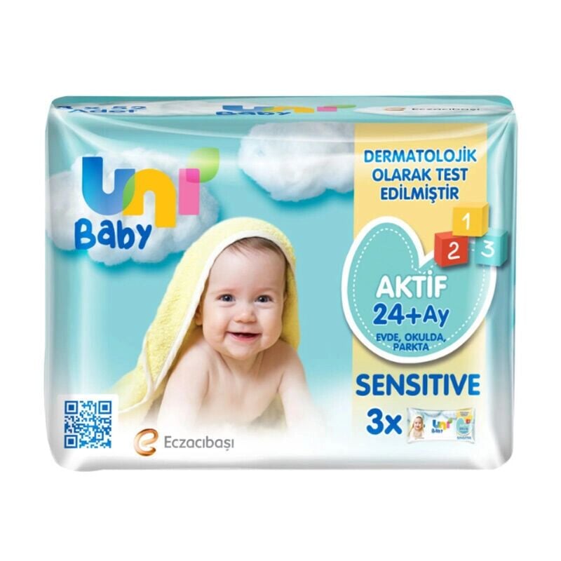 Uni̇ Baby Akti̇f Sensi̇ti̇ve Islak Havlu Mendi̇l 3Lü 156 Yaprak