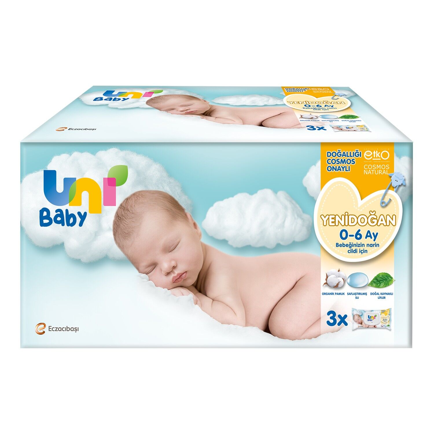 Uni̇ Baby Yeni̇doğan Islak Havlu Mendi̇l 3Lü 120 Yaprak