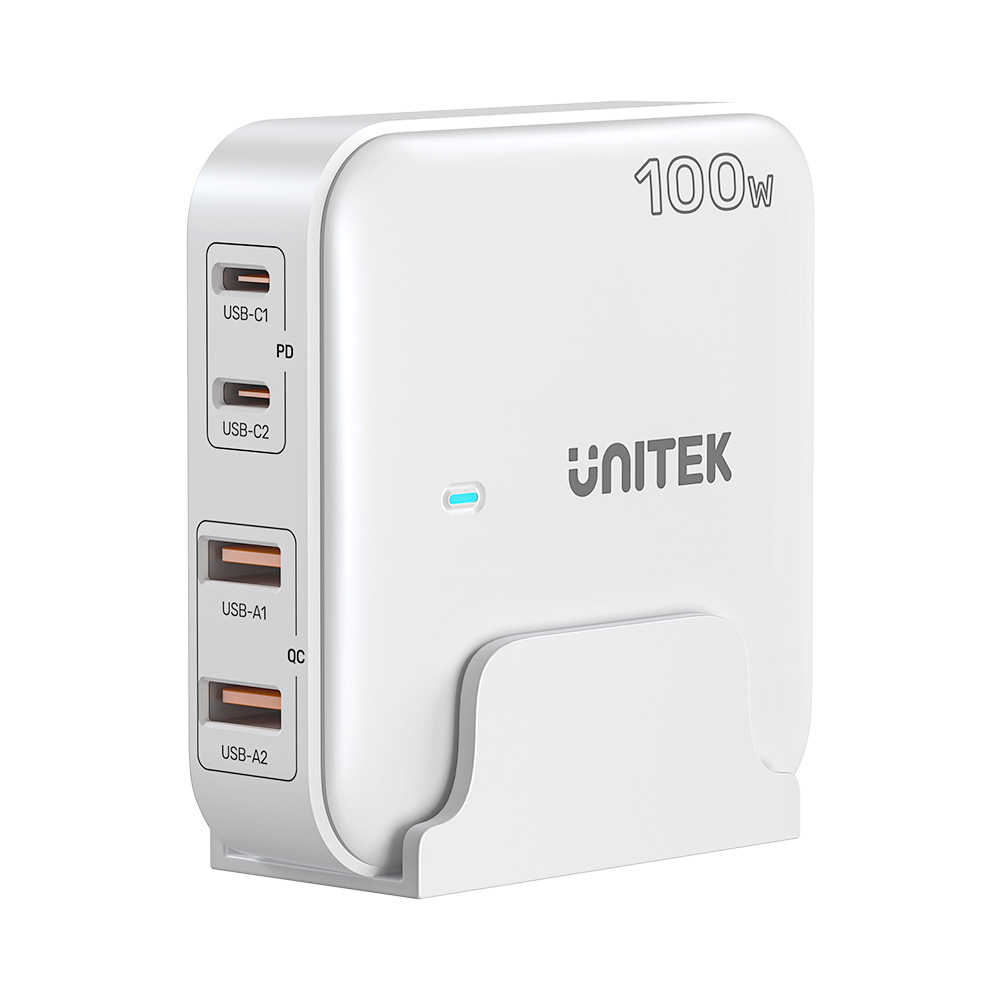 Uni̇tek 100W Masa&uuml;st&uuml; Gan Şarji̇stasyon Beyaz (P1229Awh)