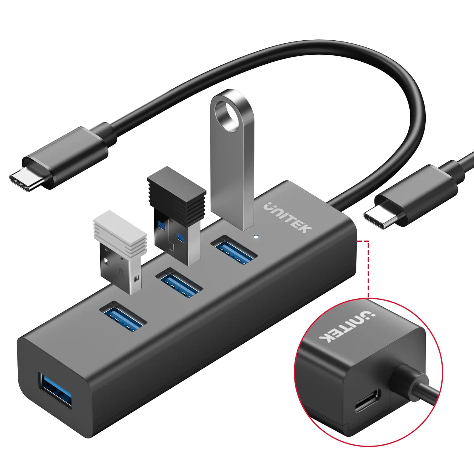 Unıtek Type-C To 4 Port Usb 3.0 + Type-C (Y-3089Z)