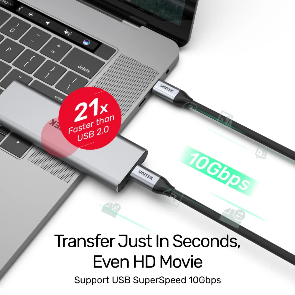 Unıtek Usb-C 3.2 Kablo 1Mt 10Gbps 4K (C14082Abk)