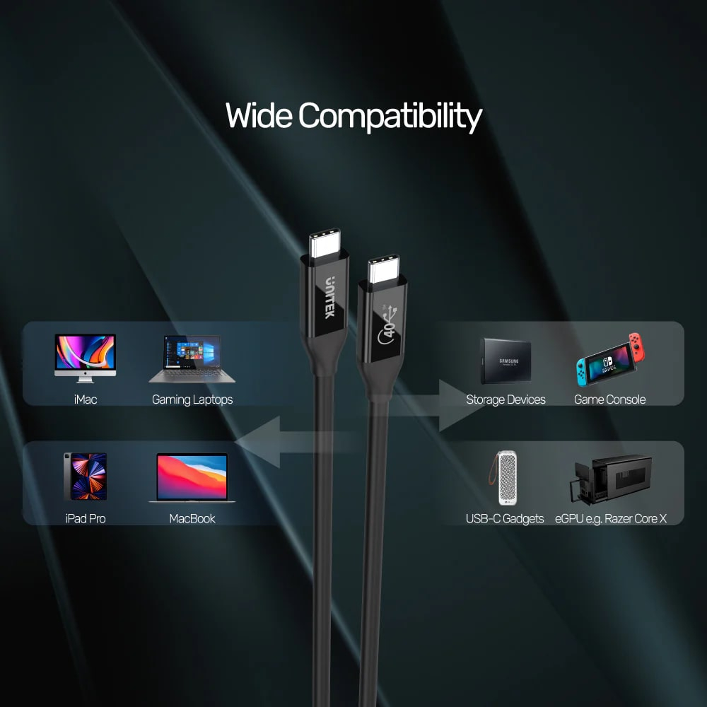 Unıtek Usb4 Thunderbolt Kablo 0.8Mt(C14100Bk-0.8M)