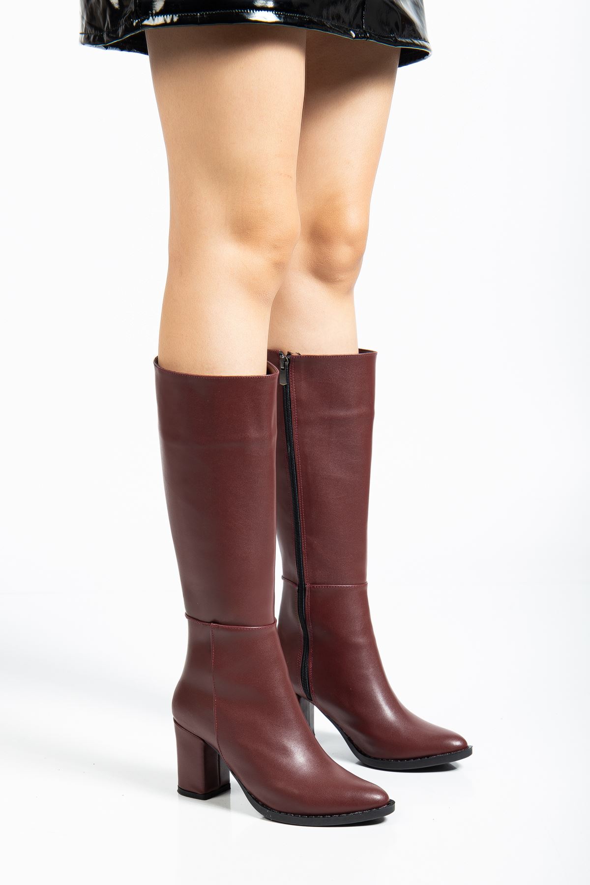 Ysn-4422 Bordo Ci̇lt Topuklu Kadın Çi̇zme