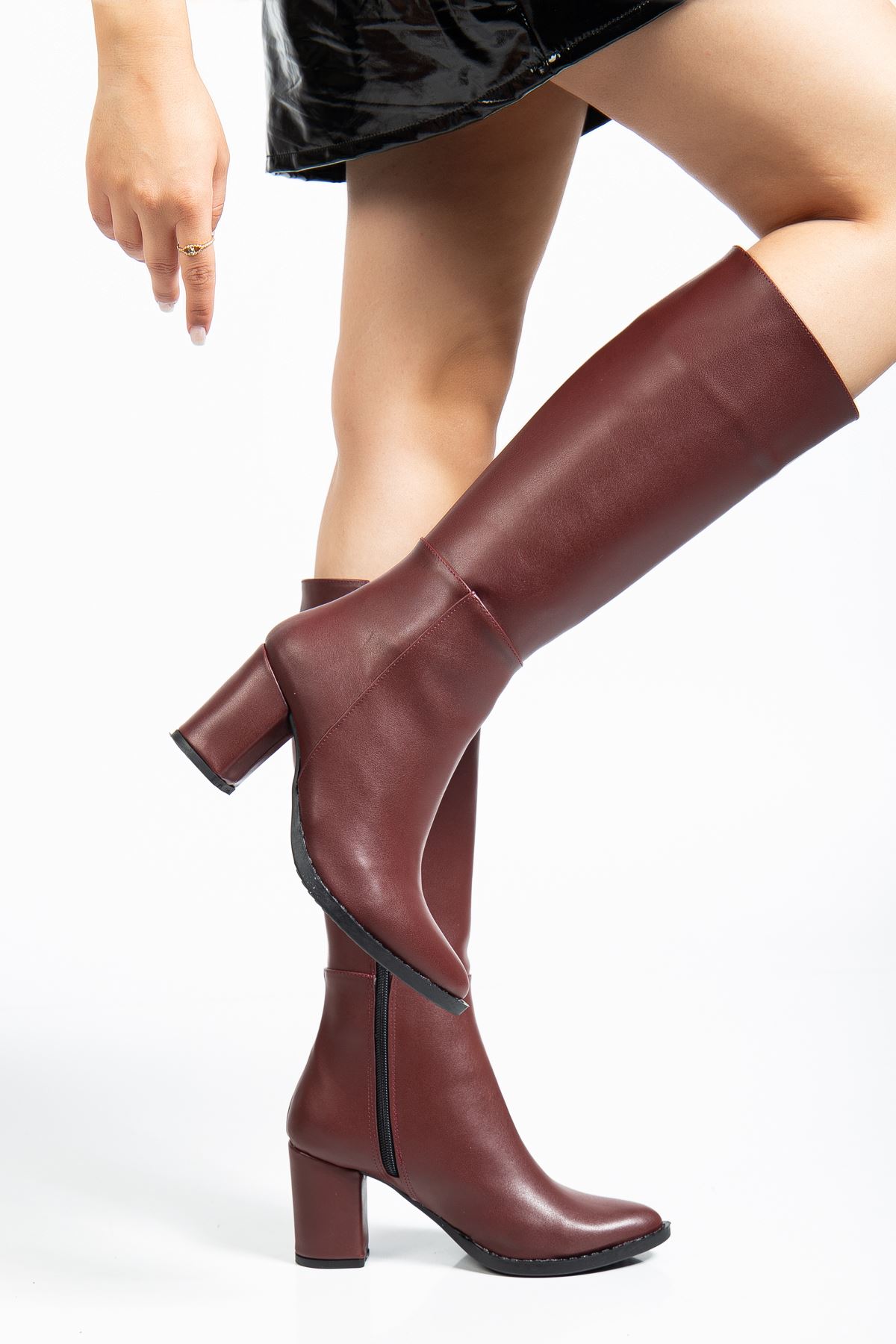 Ysn-4422 Bordo Ci̇lt Topuklu Kadın Çi̇zme