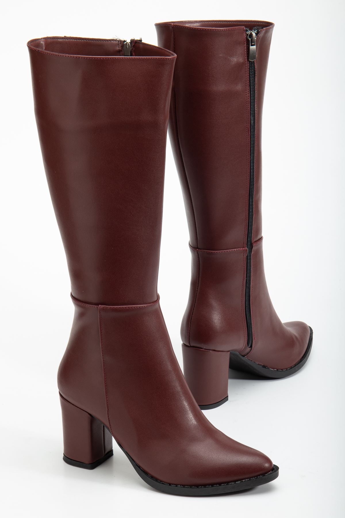 Ysn-4422 Bordo Ci̇lt Topuklu Kadın Çi̇zme