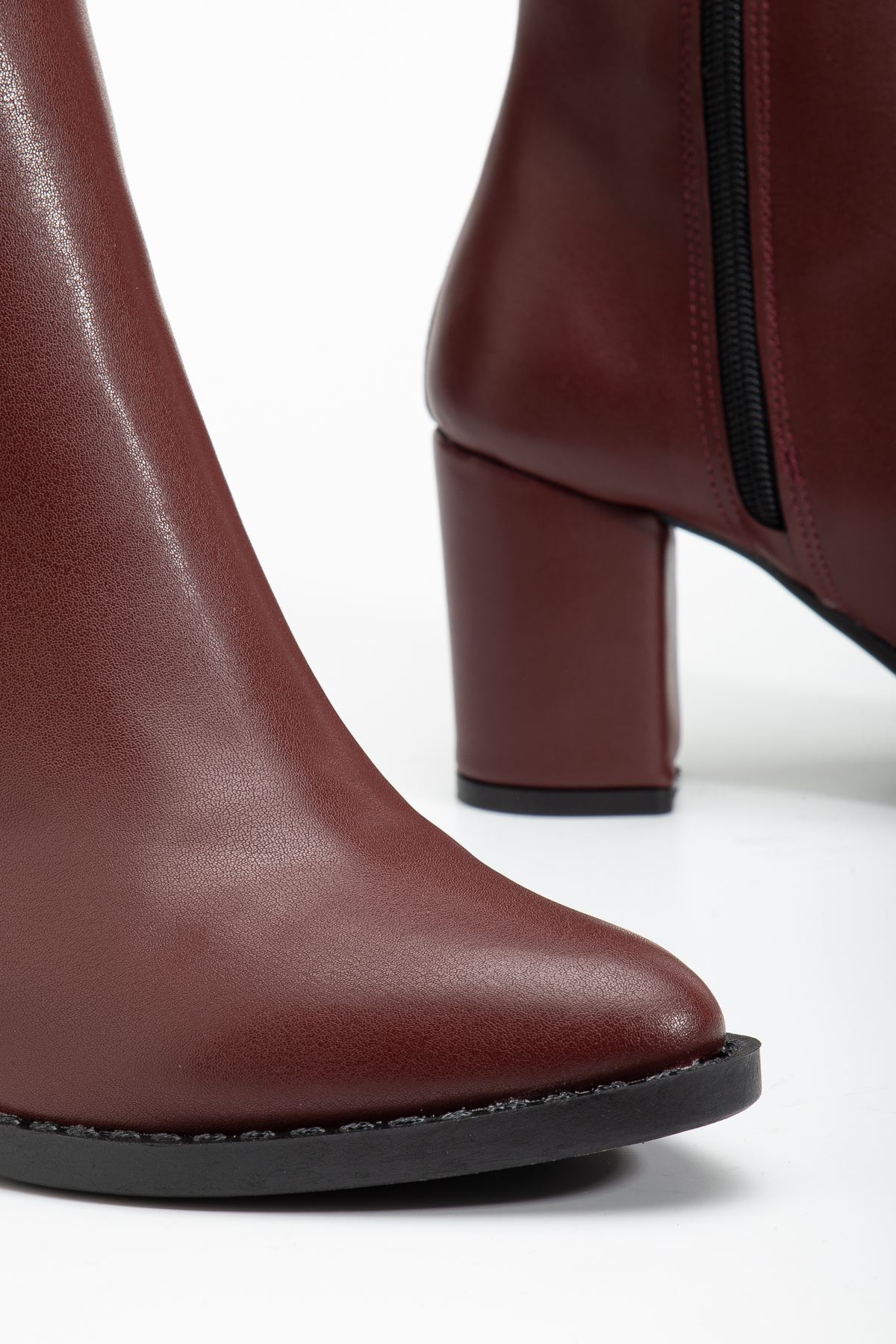 Ysn-4422 Bordo Ci̇lt Topuklu Kadın Çi̇zme