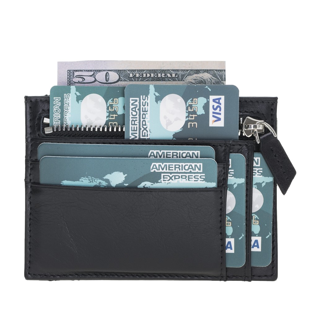 Zi̇p Deri̇ Fermuarlı Kartlık Zpch Rst1 Si̇yah