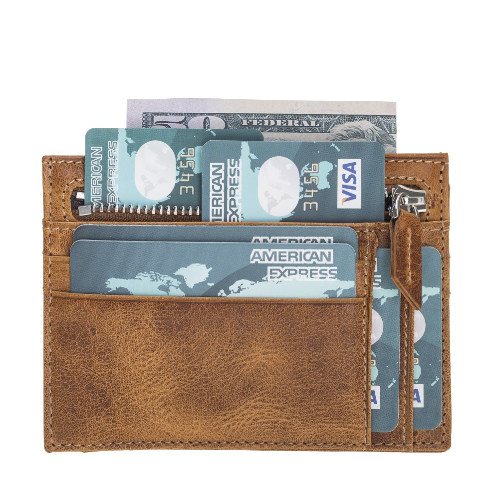 Zi̇p Deri̇ Fermuarlı Kartlık Zpch V18 Taba